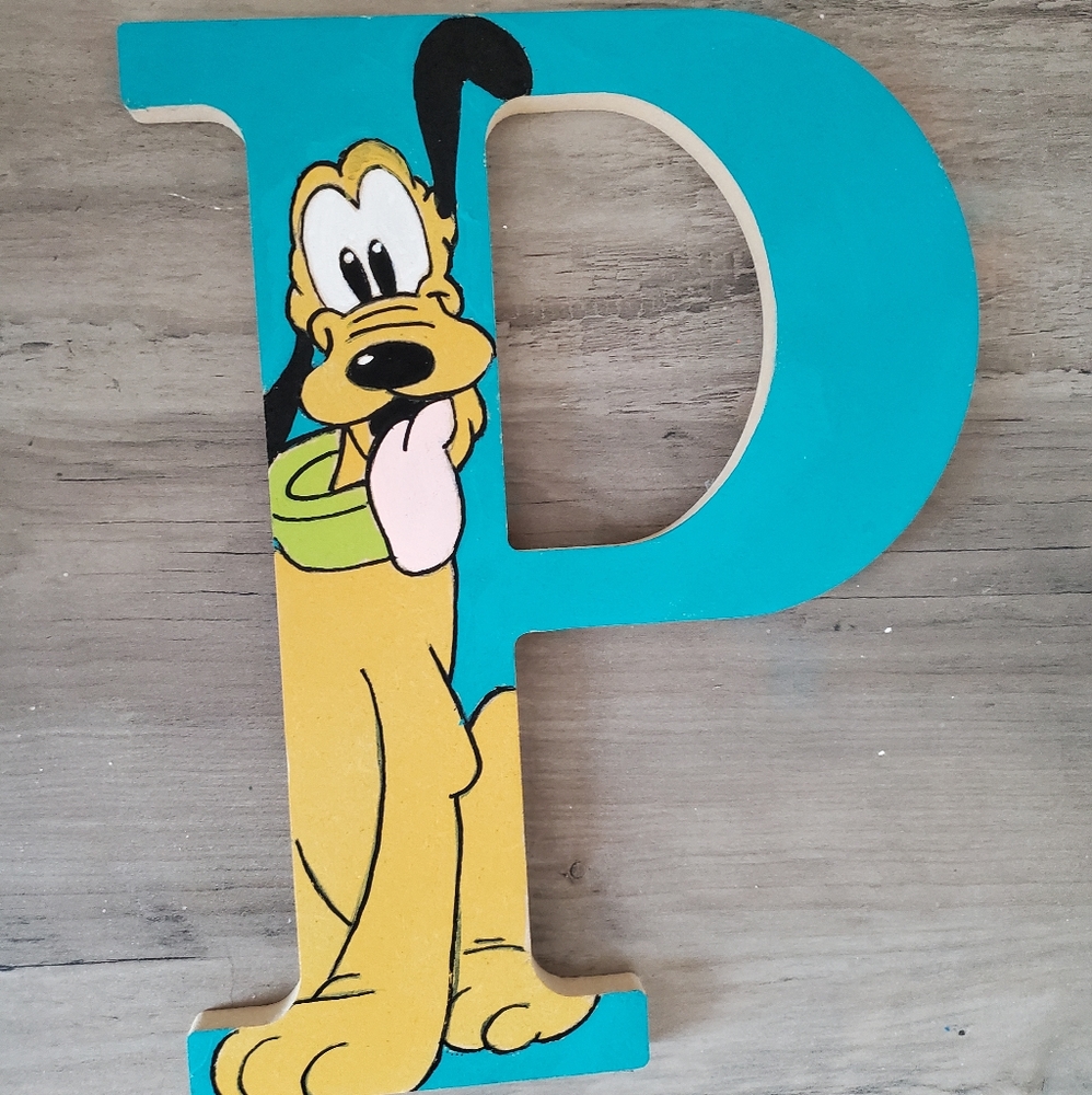 Hand painted Disney Pluto letter art